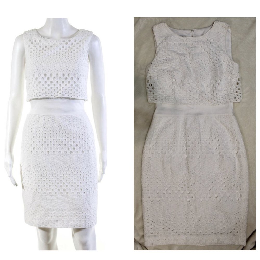 KAY UNGER size 2 White Eyelet A-line Dress